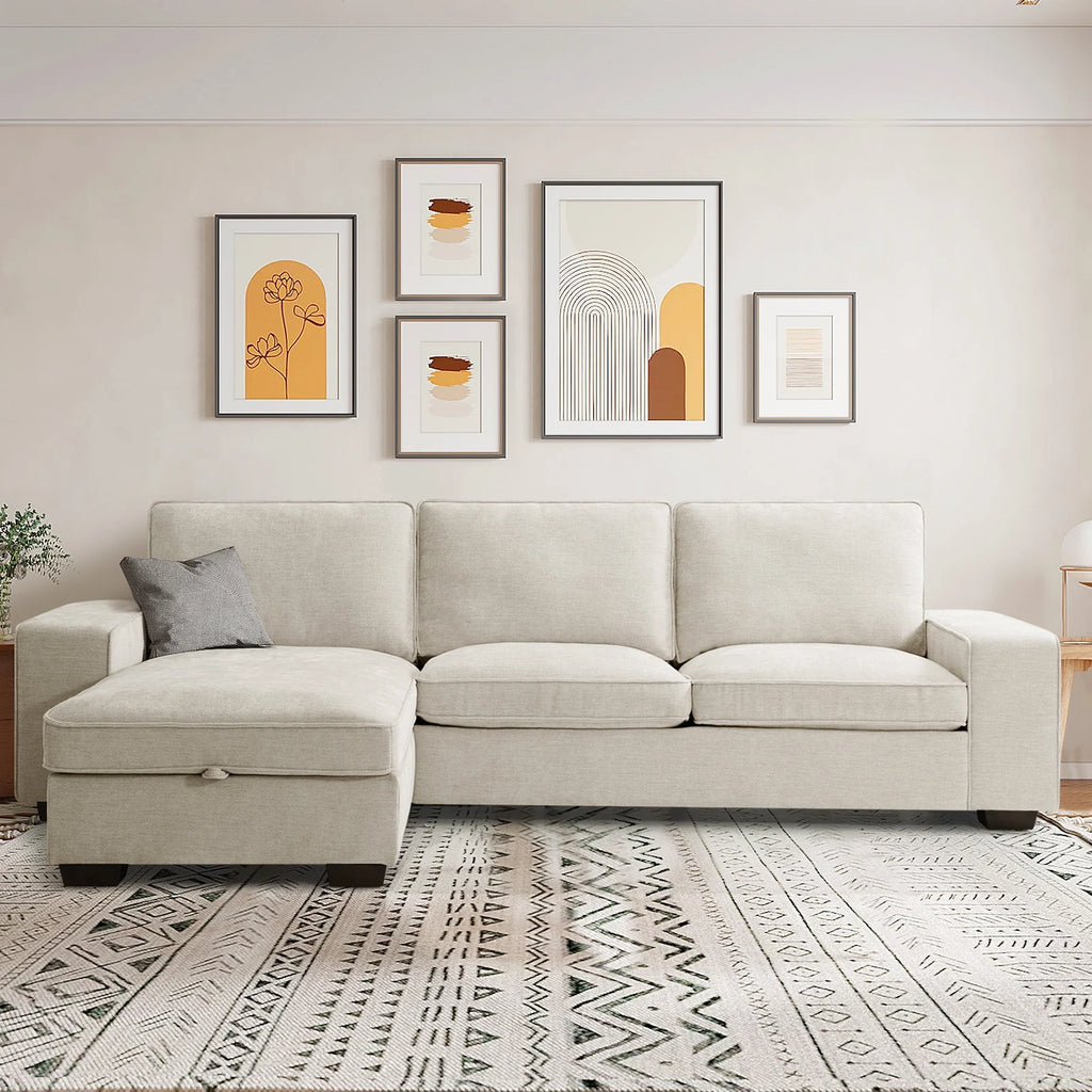 Convertible Sectional Sofa L Shaped Couch with USB and Type-C Charging Ports B343