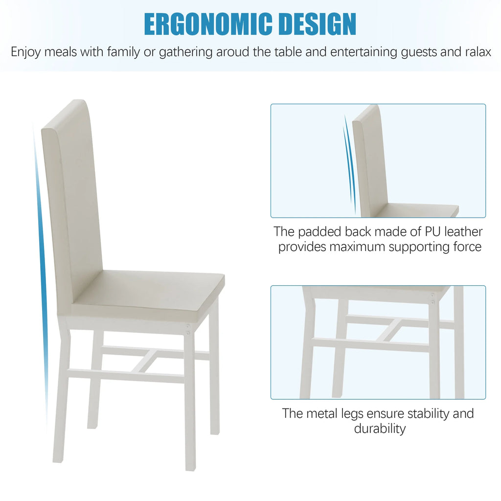 5 Piece White Dining Table and Chairs Set C3819