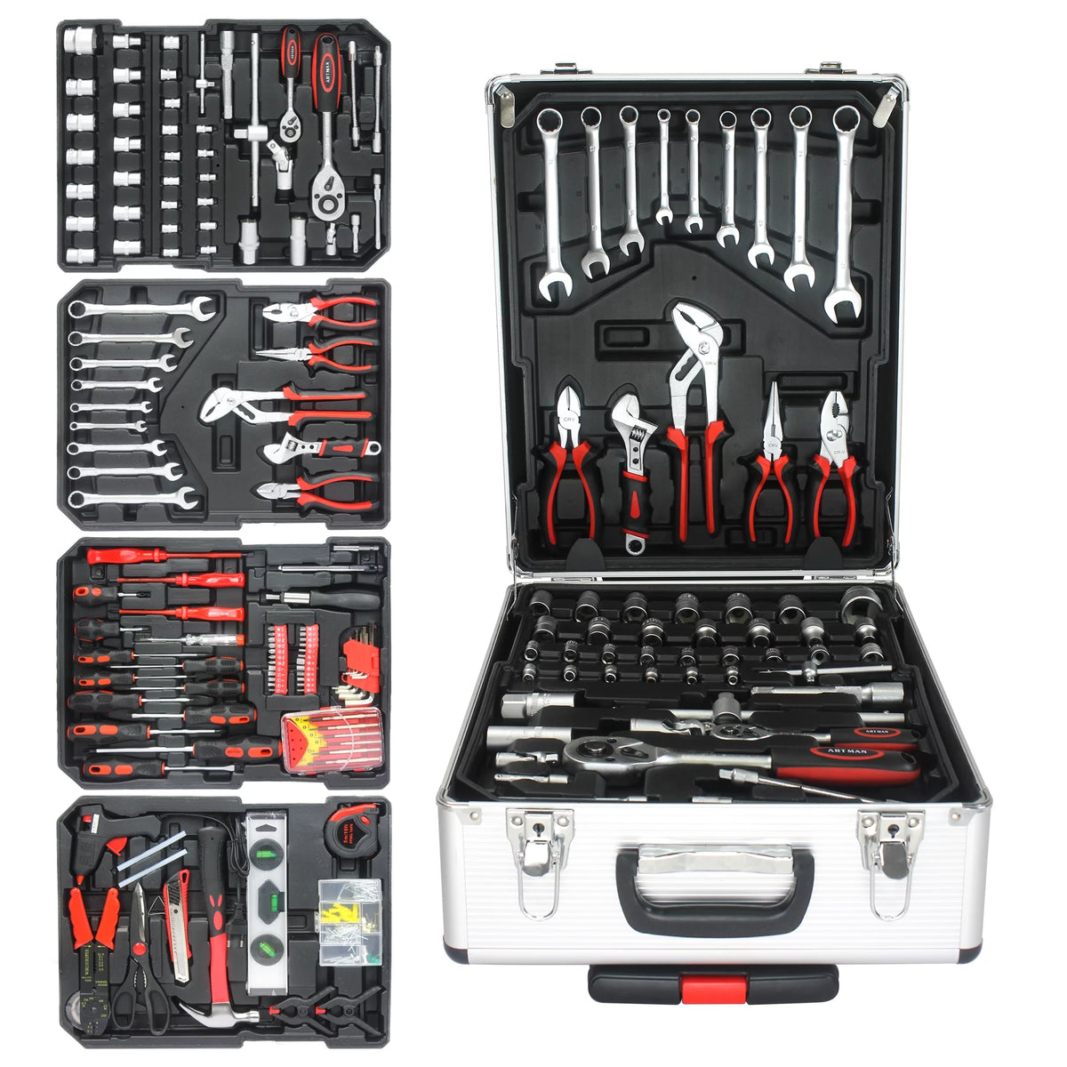 899PCS White 4 Layers Hand Tool Set with Wheels N1555