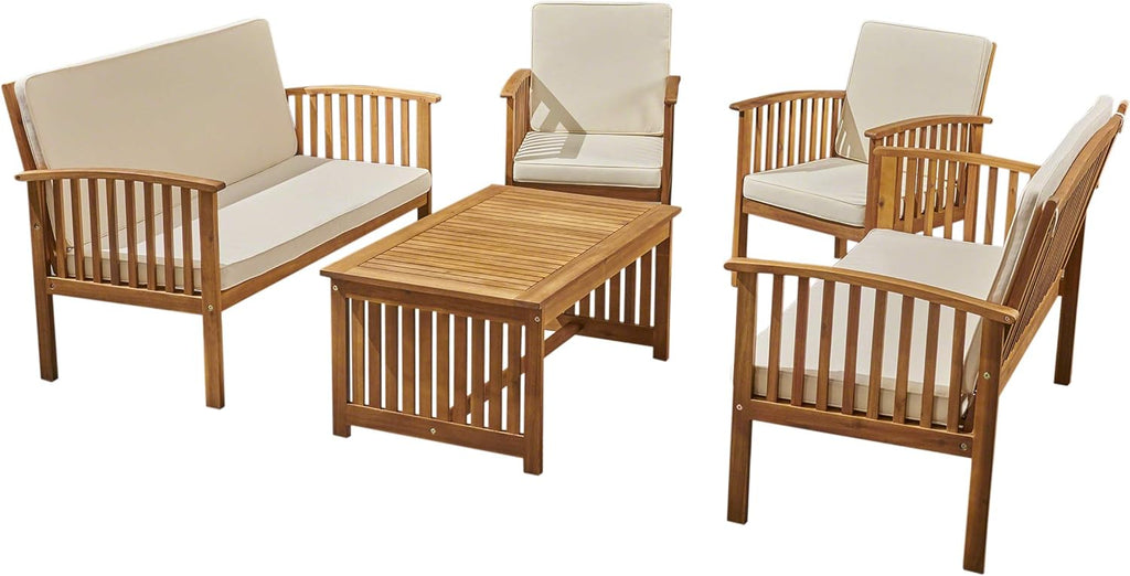 Acacia Wood 6 Seater Conversation Set with Coffee Table T344229