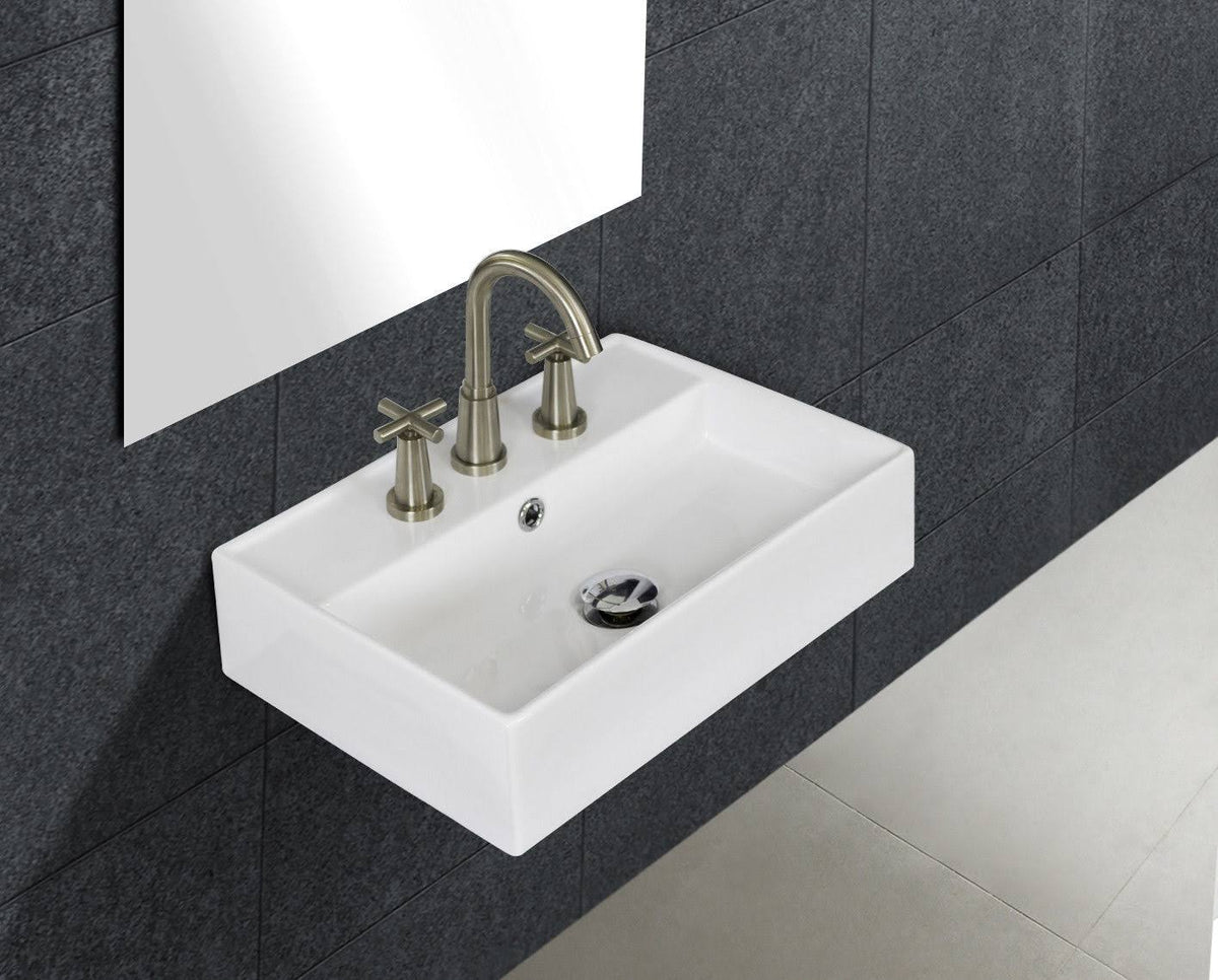 Wall Mount Rectangle Vessel in White X341521
