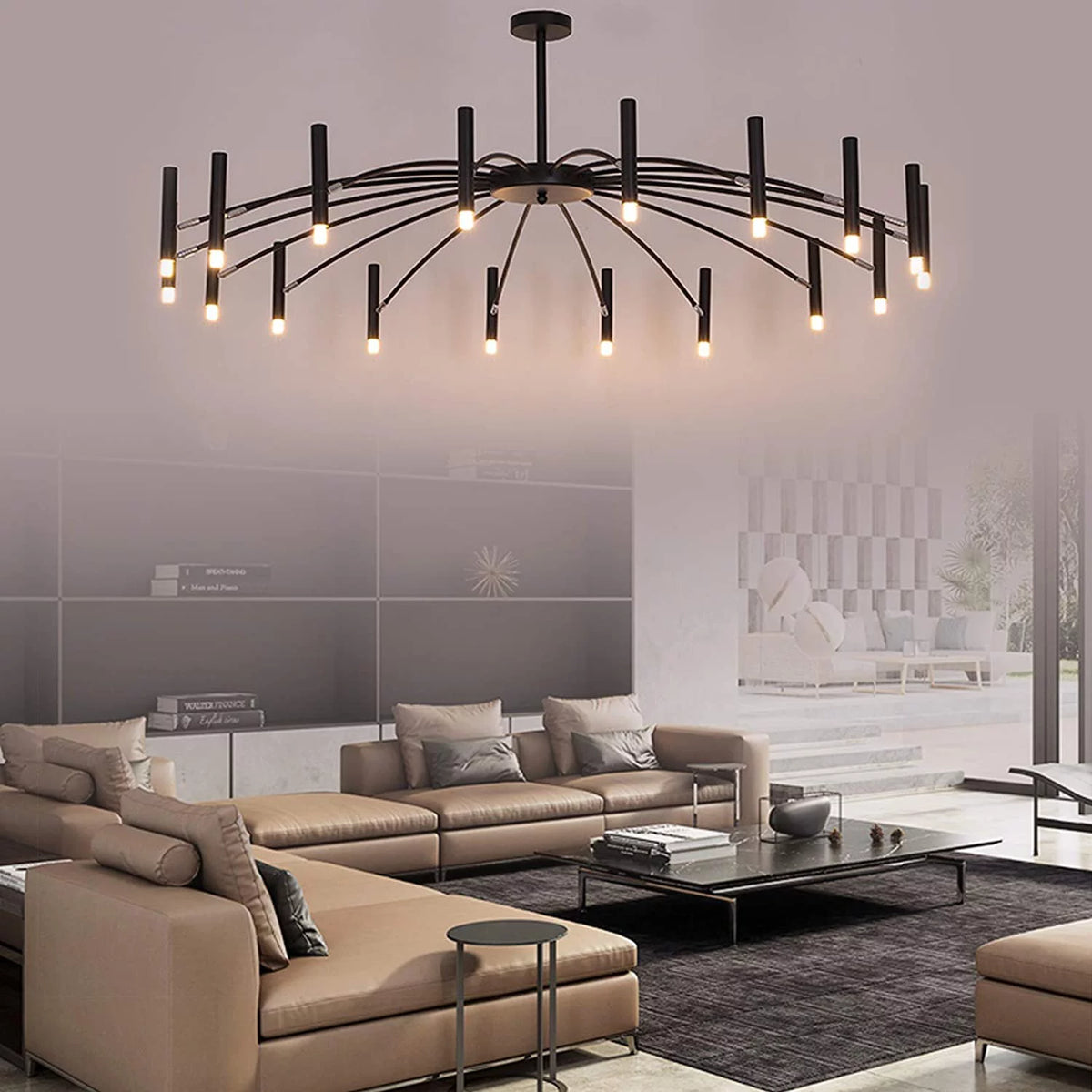 Black Metal 18 Lights Chandelier X71288