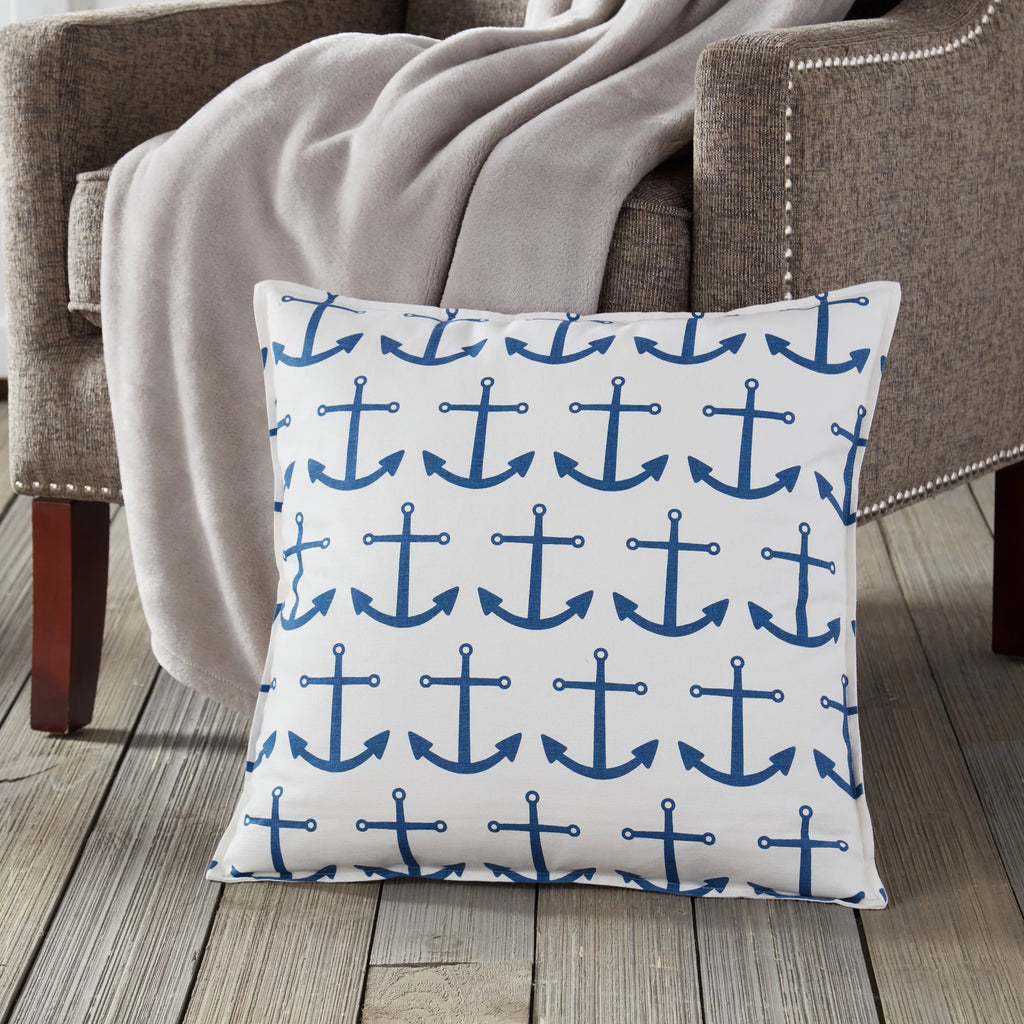 Blue 20" x 20" Cotton Canvas Decorative Pillow G1514