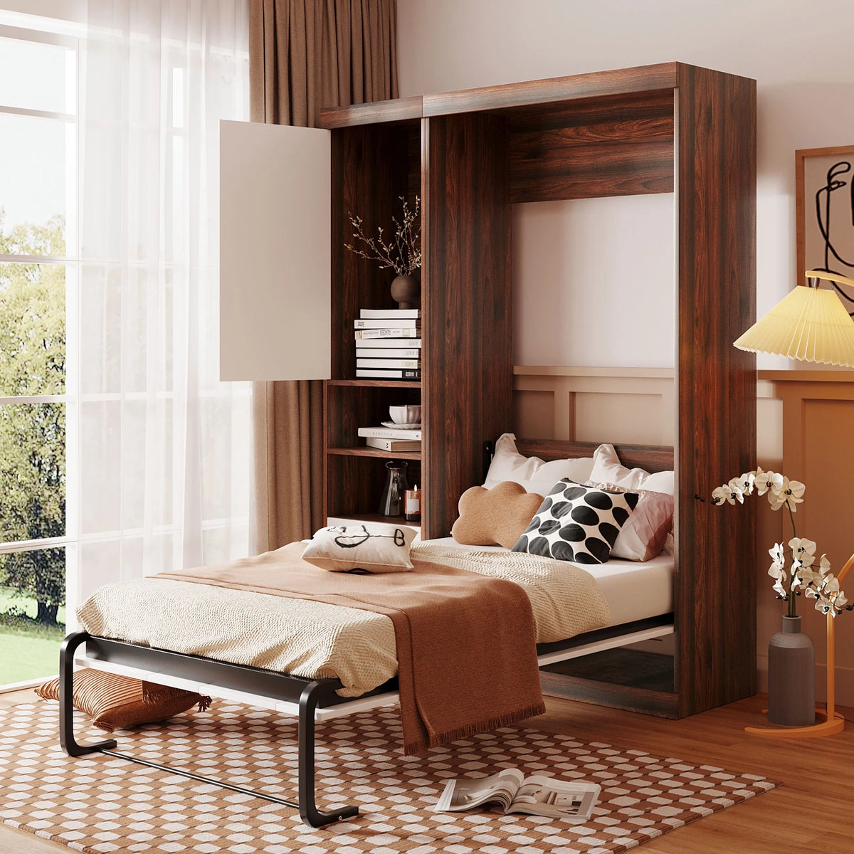 Twin Size Murphy Bed with Cabinet E349