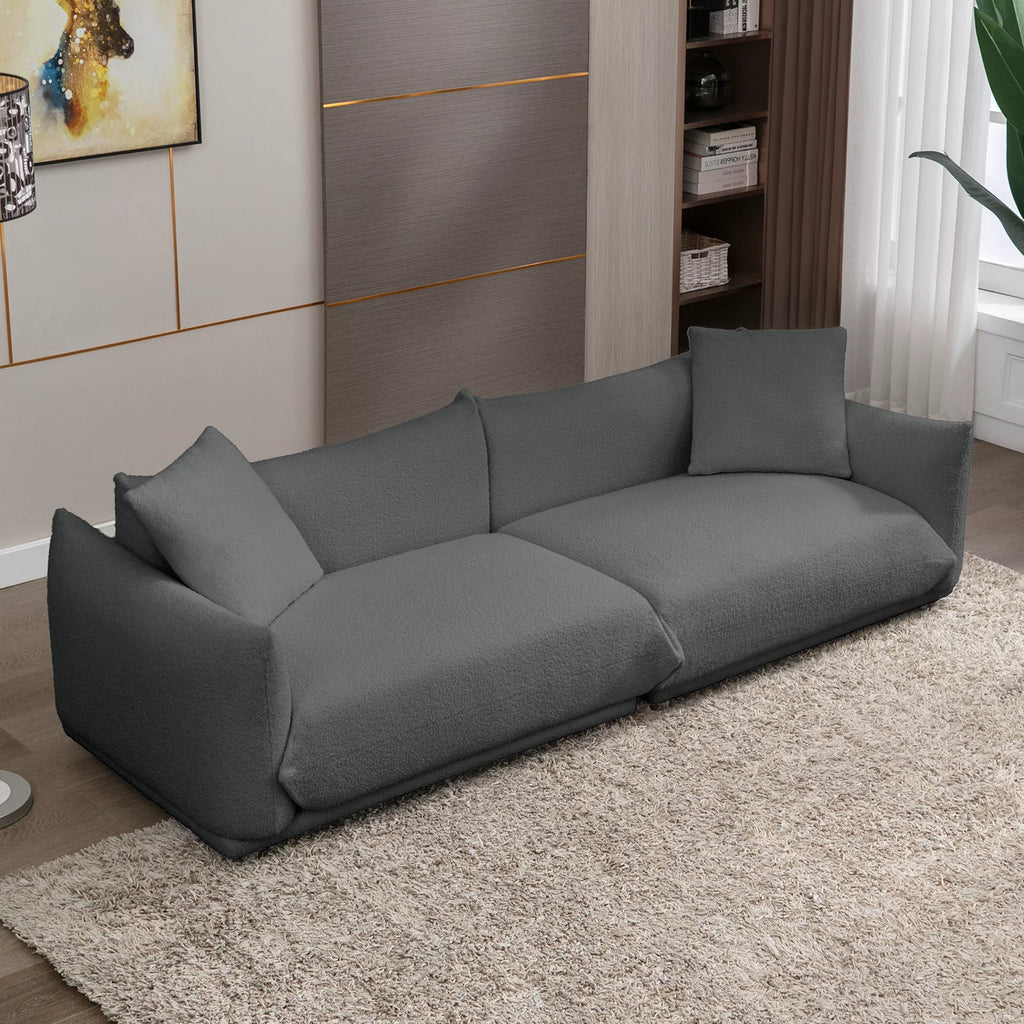 Dark Gray Lambswool Flared Arm Sofa D692529