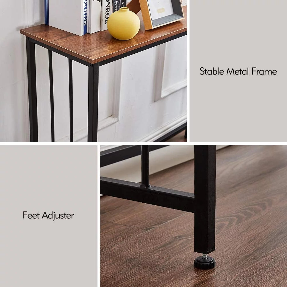 Industrial Console Table, Wood Look Metal Frame R632947
