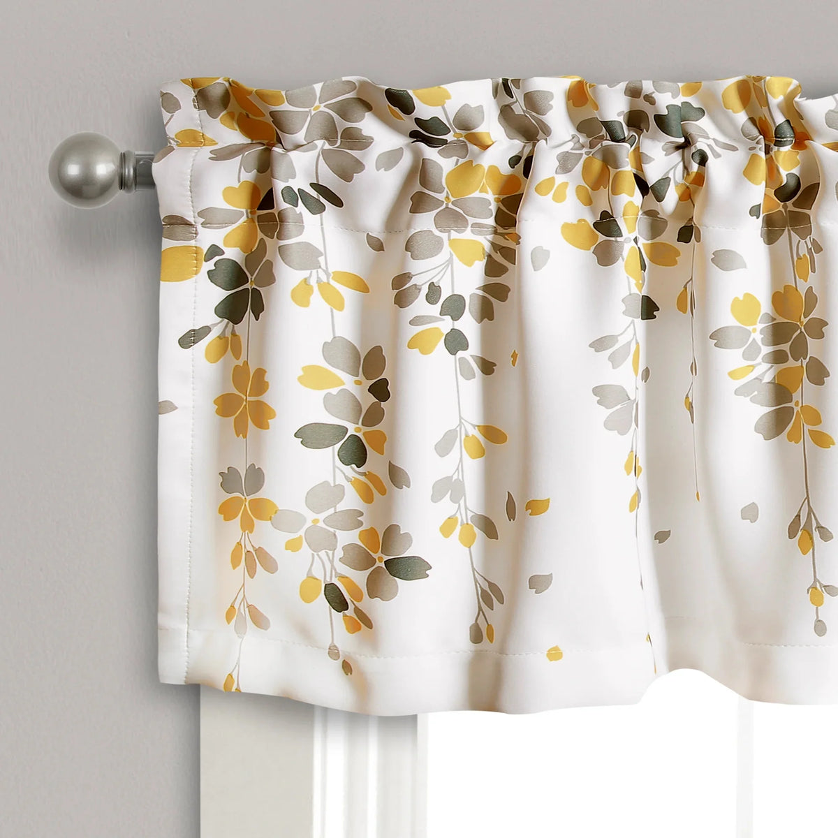 Floral Yellow Polyester Room Darkening Valance X2288