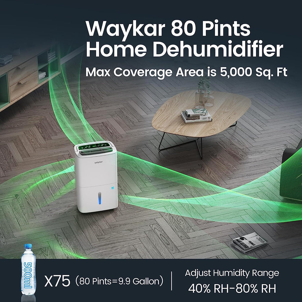 80 Pints Energy Star Home Dehumidifier with Drain Hose O563901