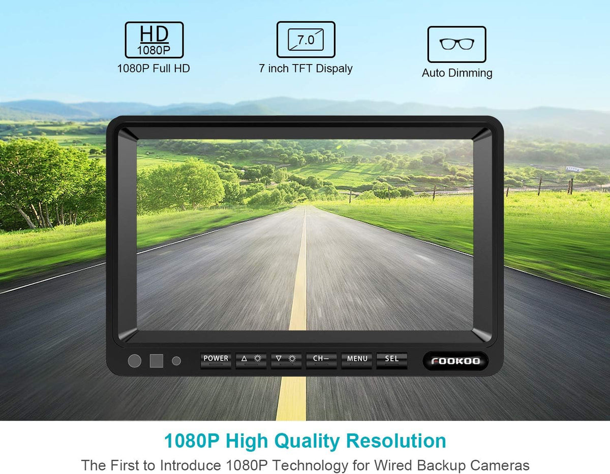 7'' 1080P HD Backup Camera System Kit IP69 Waterproof Rear View Camera S76097