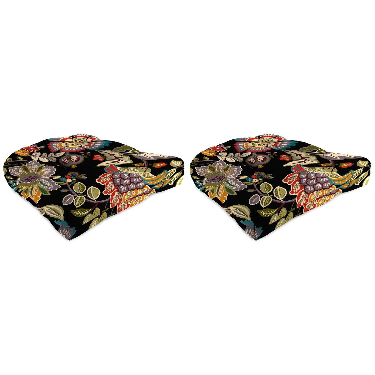 Multicolor Paisley Tufted Outdoor Wicker Seat Cushion 2 Pack M55854