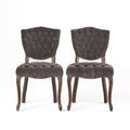 Charcoal Velvet Tufted Dining Chairs Set of 2 B4901