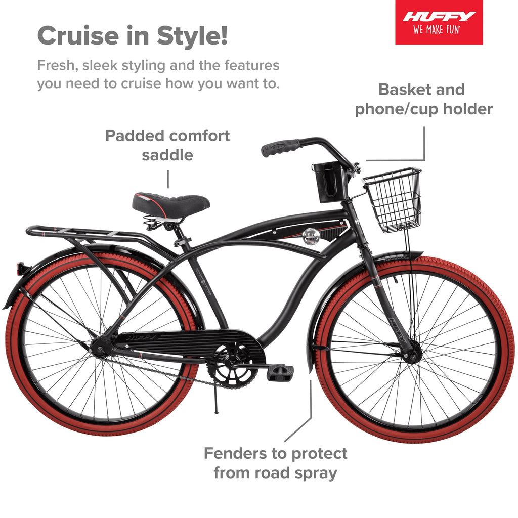 26 Inch Matte Black Cruiser Bike U36200