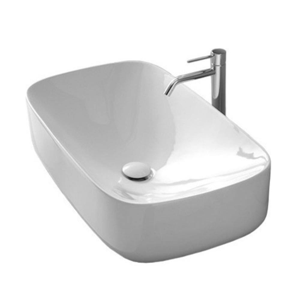 Oval White Ceramic Vessel Bathroom Sink R825