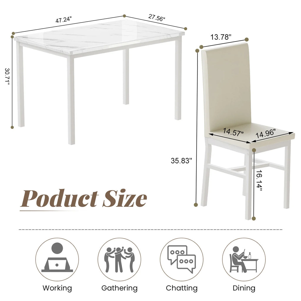 5 Piece White Dining Table and Chairs Set C3819