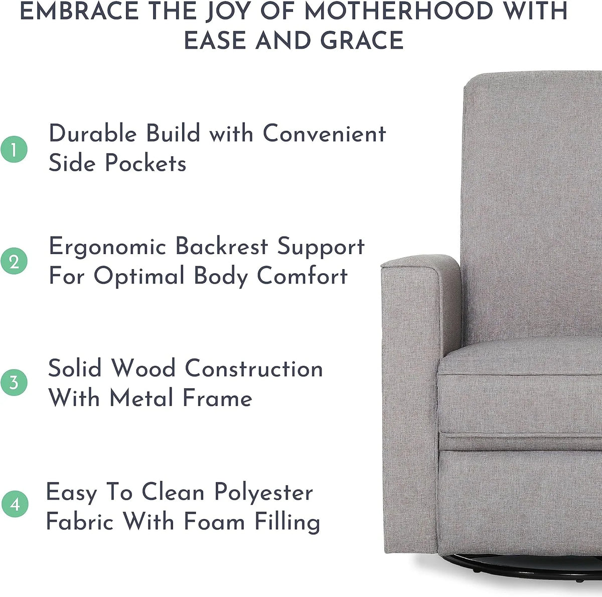 Light Grey Polyester Glider Recliner O210156