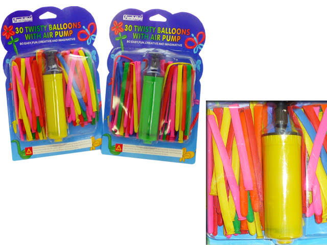 30 Twisty Balloon with Air Pump Red & Blue Pack of 96 C7562