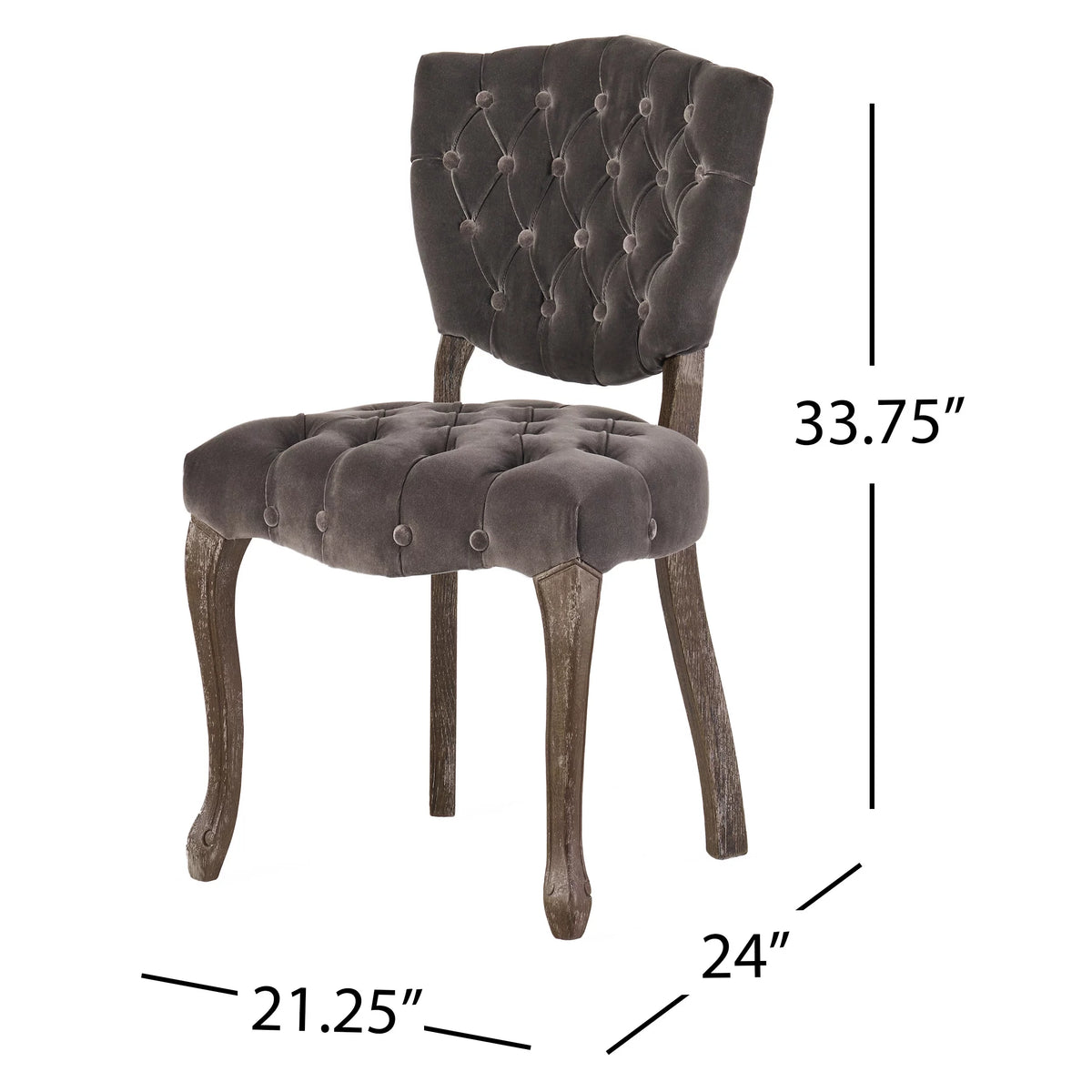 Charcoal Velvet Tufted Dining Chairs Set of 2 B4901