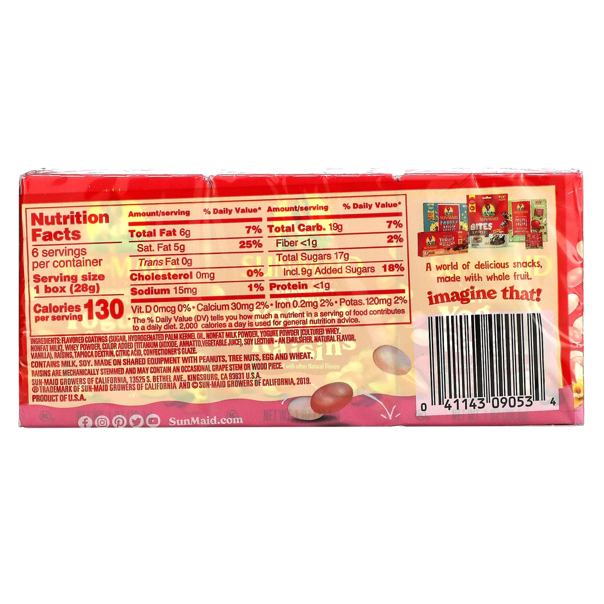 Yogurt Covered Raisins Strawberry & Vanilla 6 Boxes M374884
