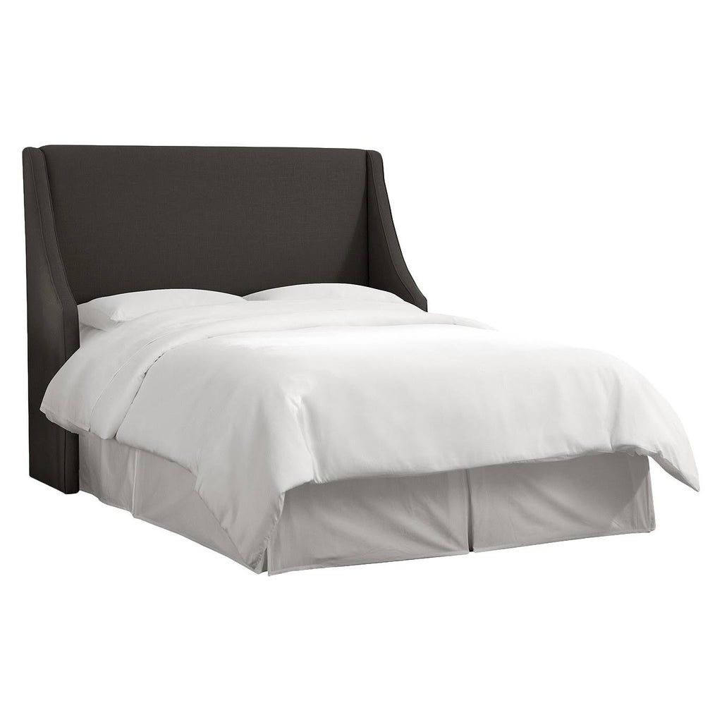 California King Linen Charcoal Wingback Headboard T2099