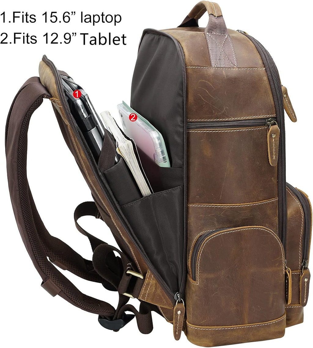 Full Grain Leather 15.6 Laptop Backpack P21270