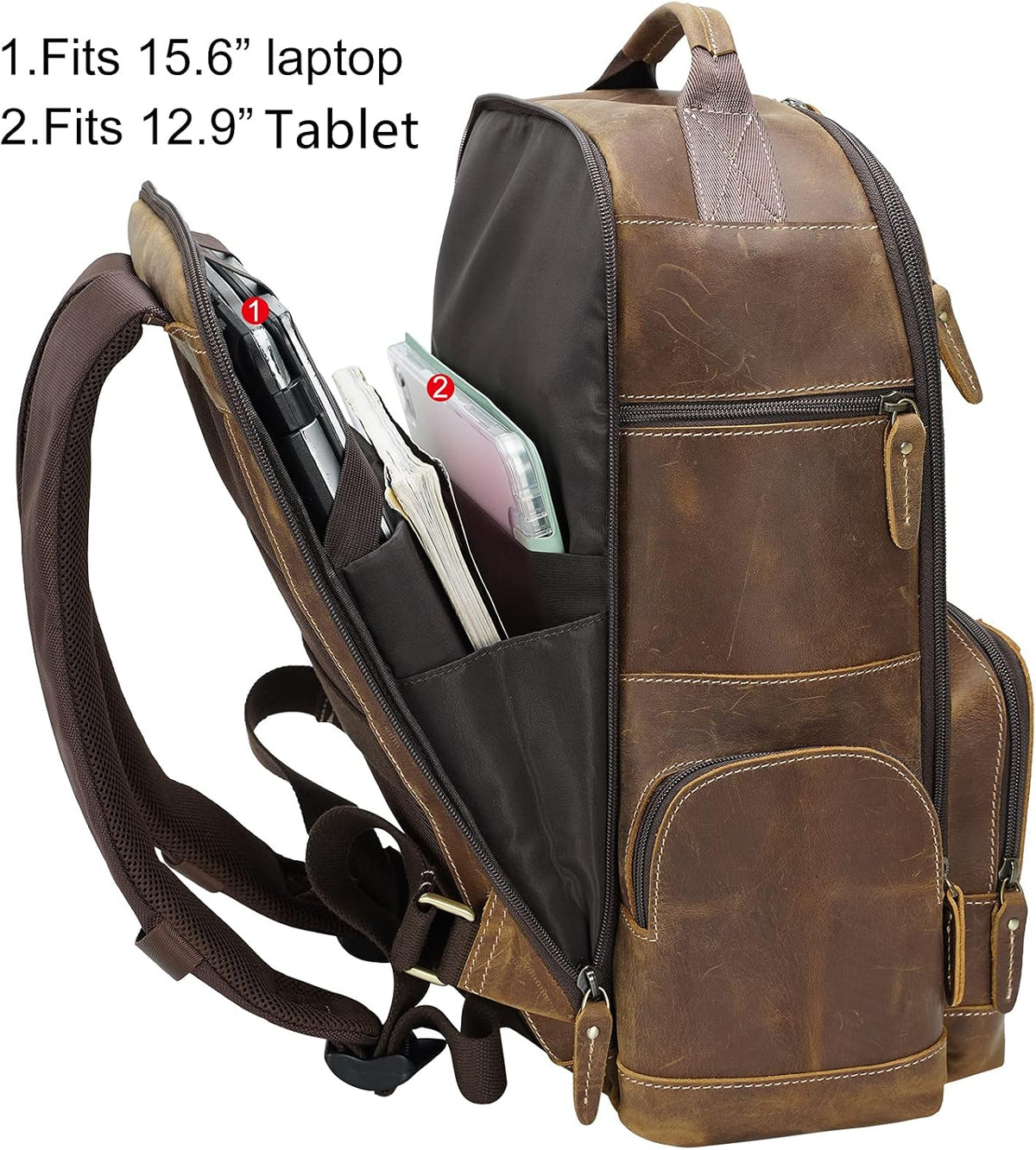 Full Grain Leather 15.6 Laptop Backpack P21270