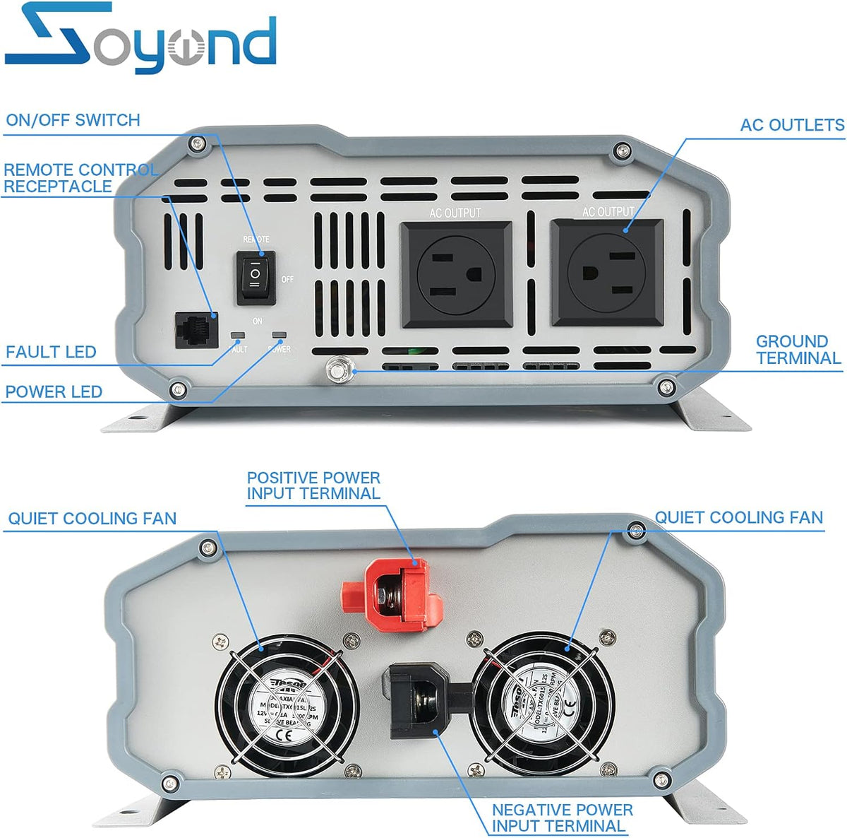 Pure Sine Wave 2000 Watt Power Inverter with Remote Controller M368628