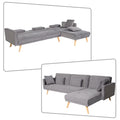 Gray Velvet Upholstered L-Shaped Sectional Sofa Bed U708