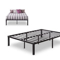 16" Metal Platform Bed with Steel Slats, Queen Y99113