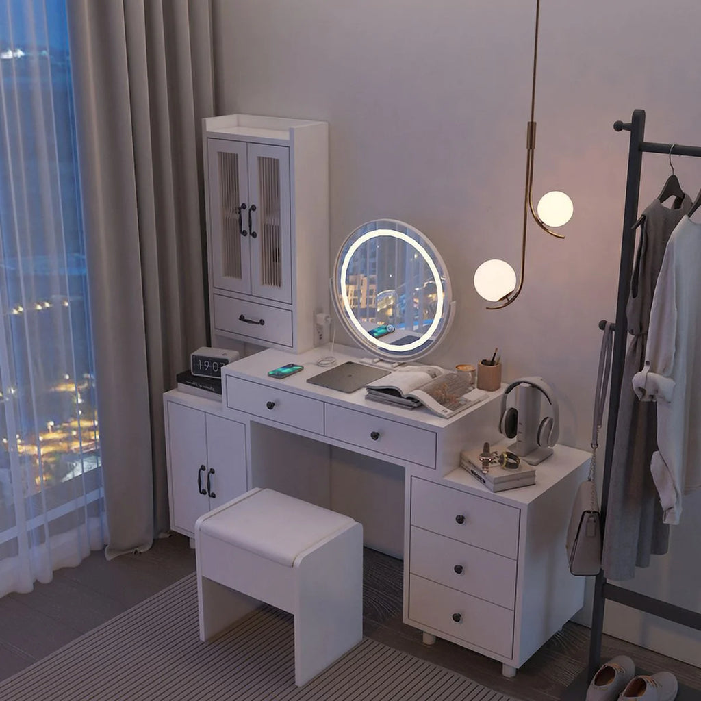 Modern Retractable Vanity with Power Outlets C4535