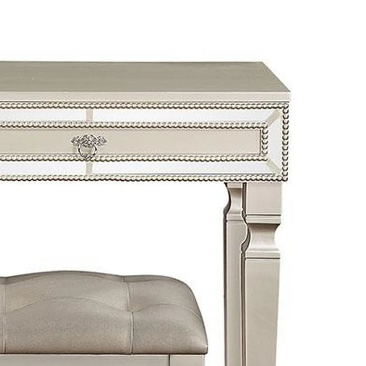 47 Inch Vanity Desk Set with Stool Mirror and Drawers P117
