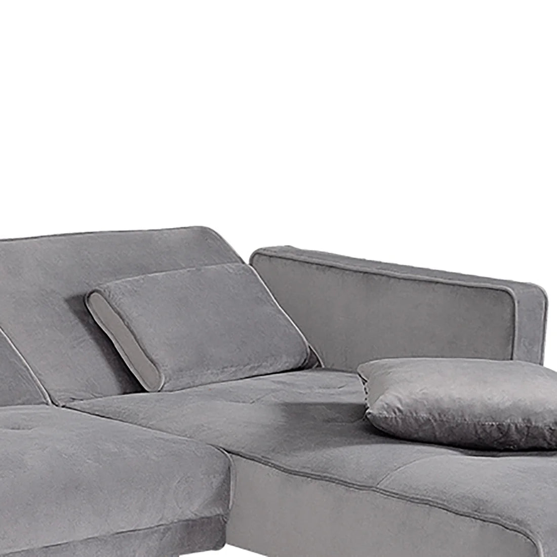 Gray Velvet Upholstered L-Shaped Sectional Sofa Bed U708