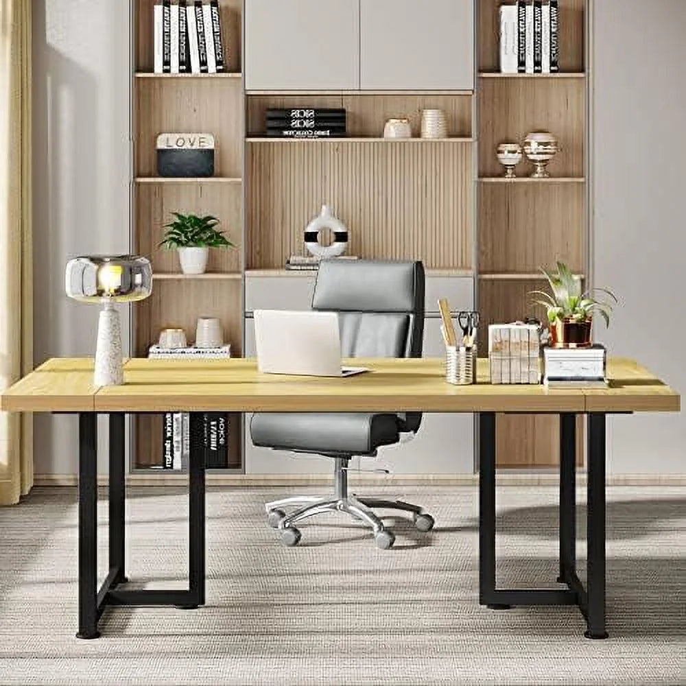 70.8'' Executive Desk Computer Desk Wooden Workstation (Oak) E7536