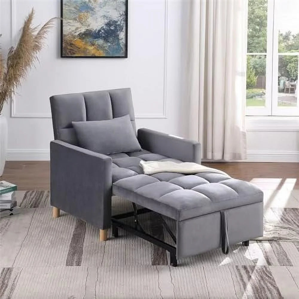 Convertible Velvet Sleeper Sofa Chair Bed N6178