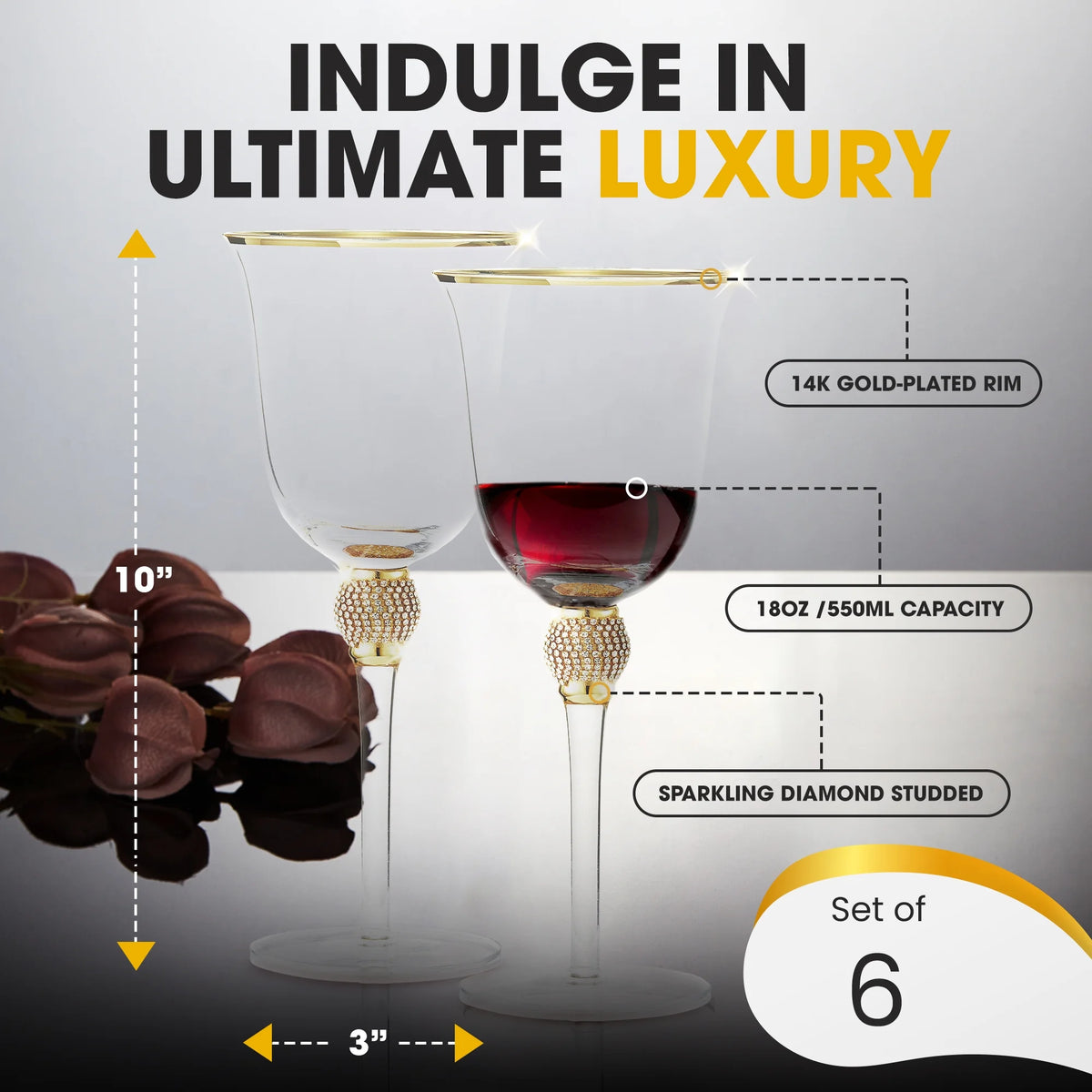 Set of 6 Gold tone Wine Glasses B633098