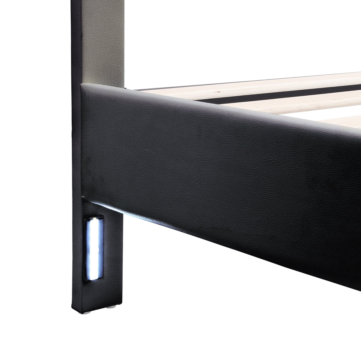Queen Size Upholstered Platform Bed with Drawers and LED Lights J71865