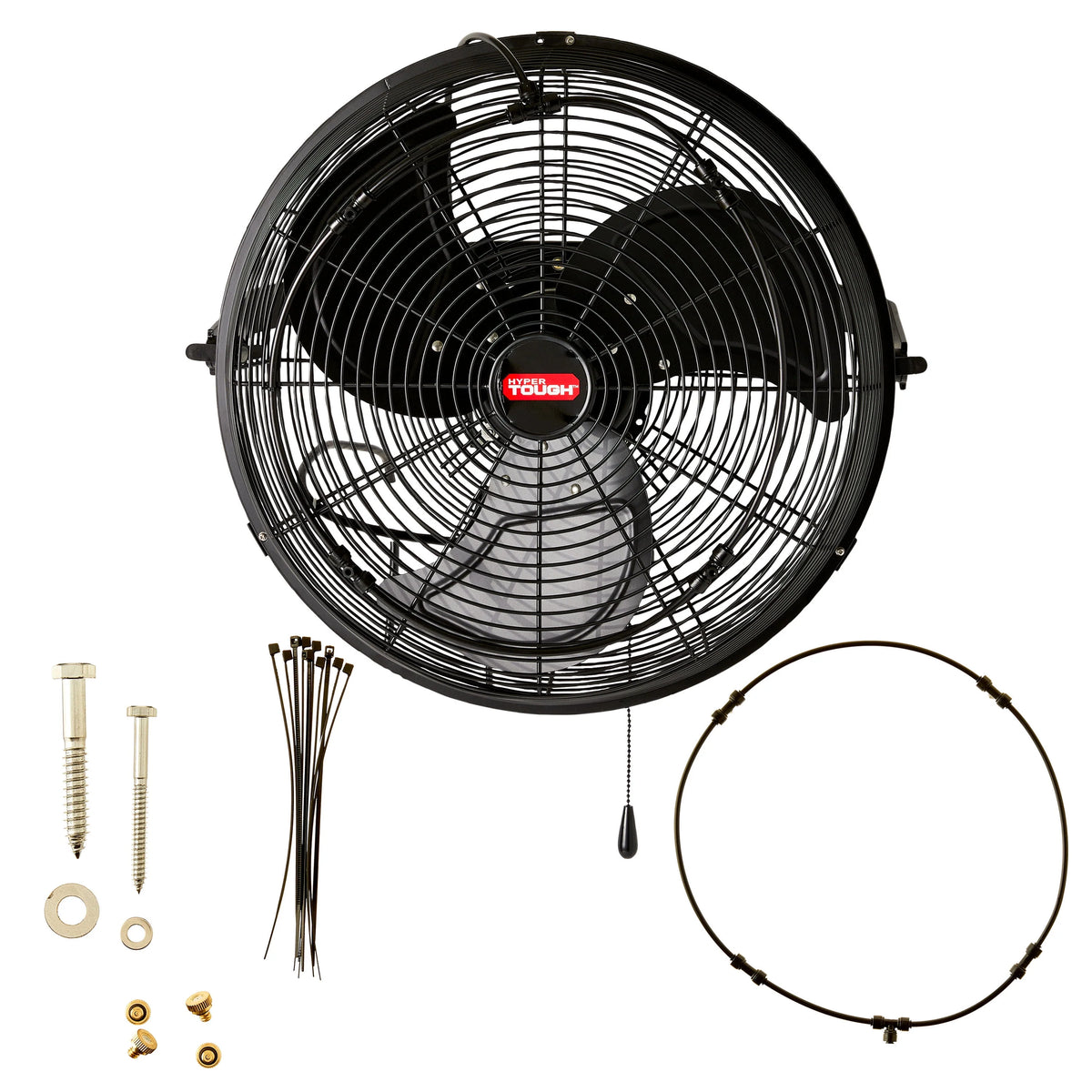 18 inch Black Outdoor Wall Mounted Fan with Misting Kit G343
