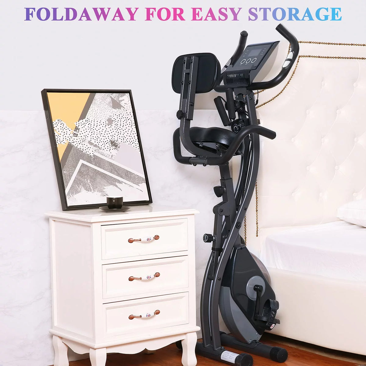 Folding Magnetic Upright Exercise Bike with LCD Monitor A731