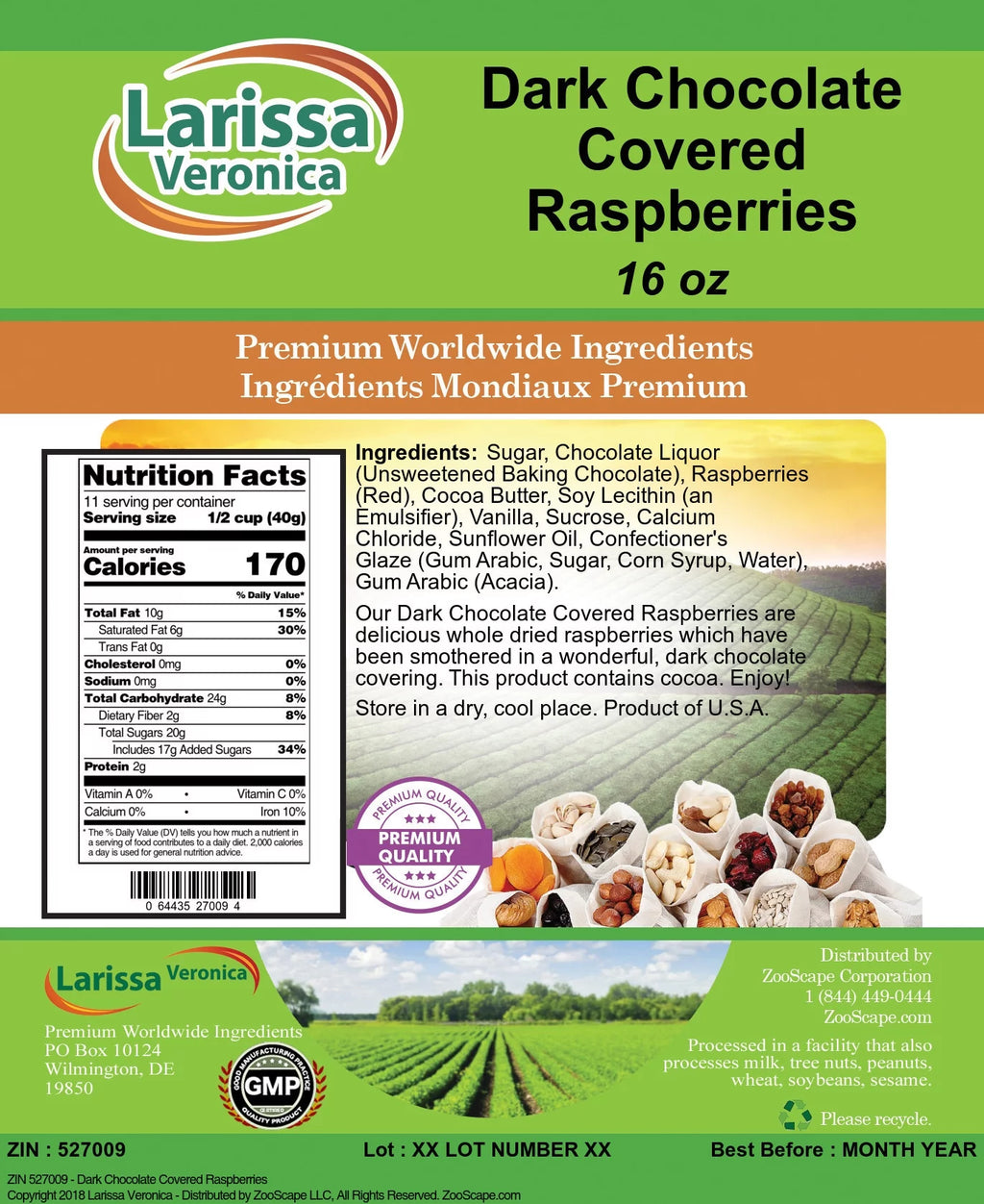 Dark Chocolate Covered Raspberries 16 oz 3-Pack V745754