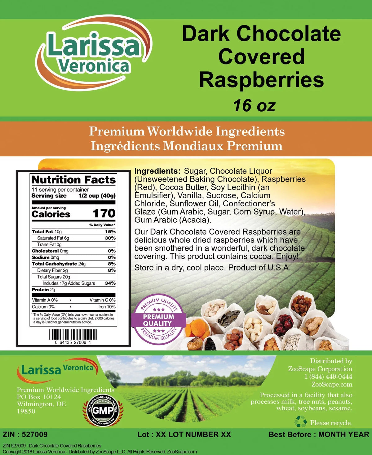 Dark Chocolate Covered Raspberries 16 oz 3-Pack V745754