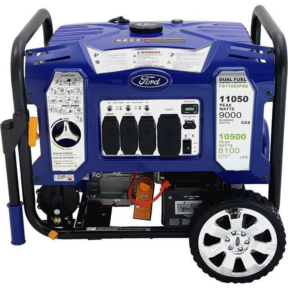 11050W Dual Fuel Portable Electric Start Generator, Blue U35484