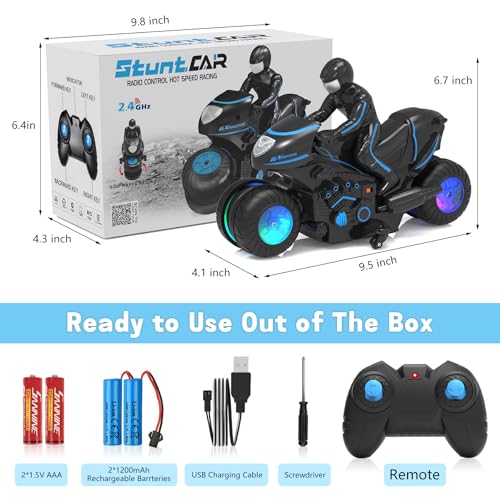 Remote Control Motorcycle with RGB Wheels Lights E628099