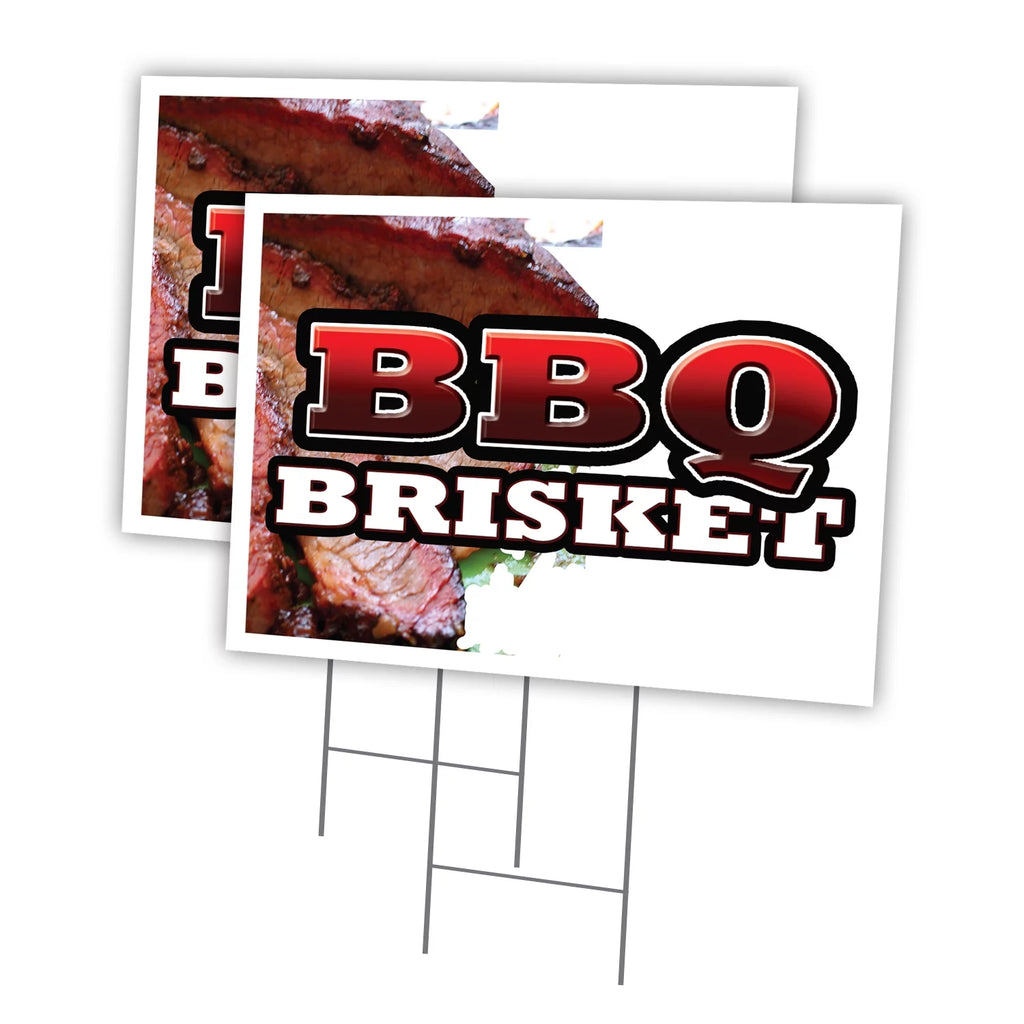 BBQ BRISKET 2 Pack Of 12" x 16" Yard Sign & Stake F55897