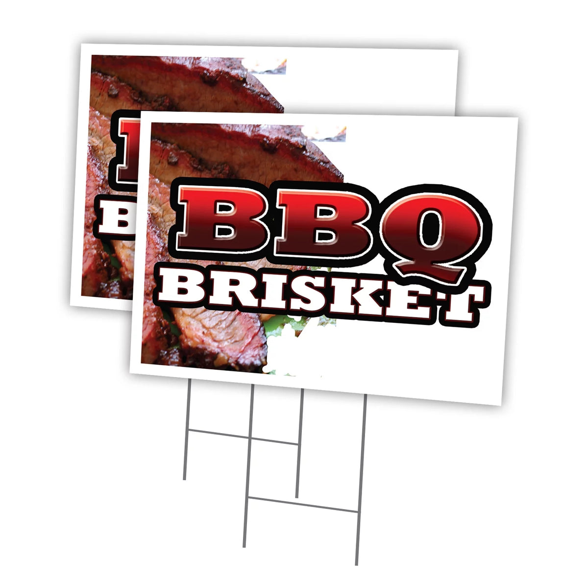 BBQ BRISKET 2 Pack Of 12" x 16" Yard Sign & Stake F55897
