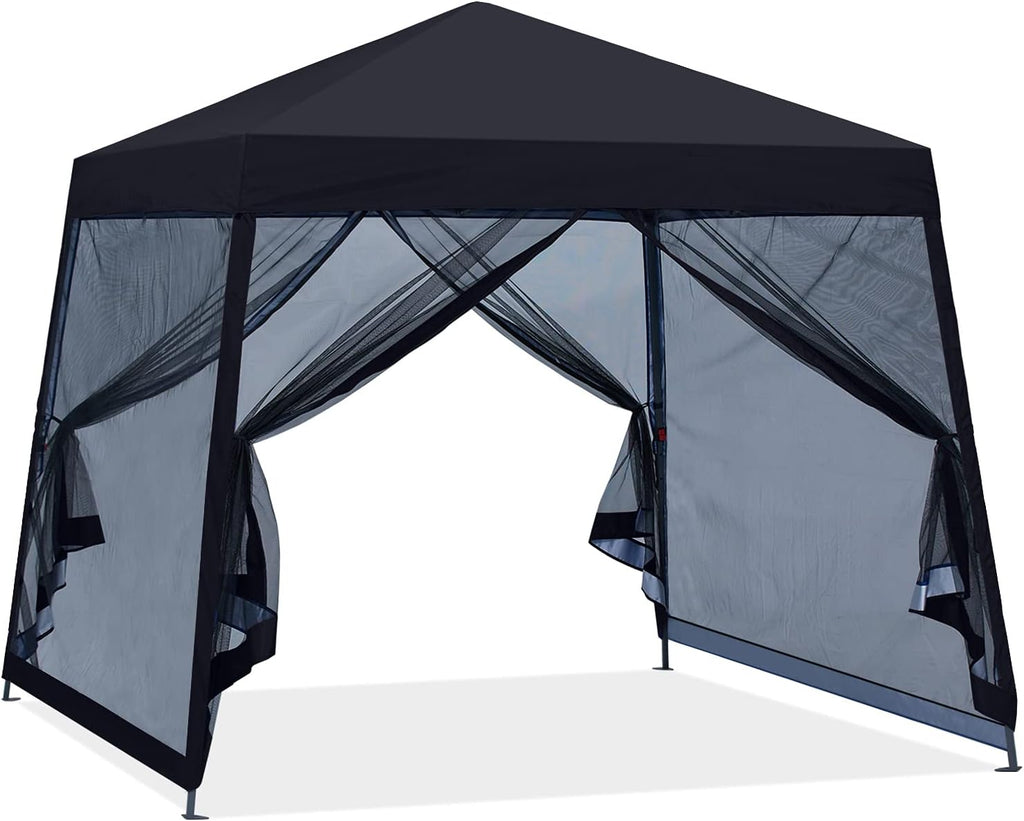 8x8 White Pop up Canopy Tent with Netting Wall M289452