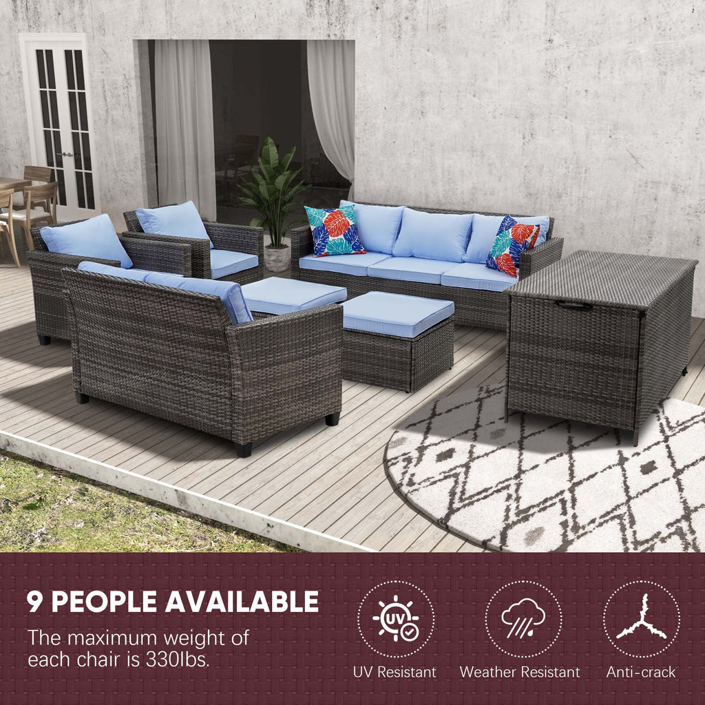 7 Pieces Wicker Rattan Sectional Conversation Set R714539