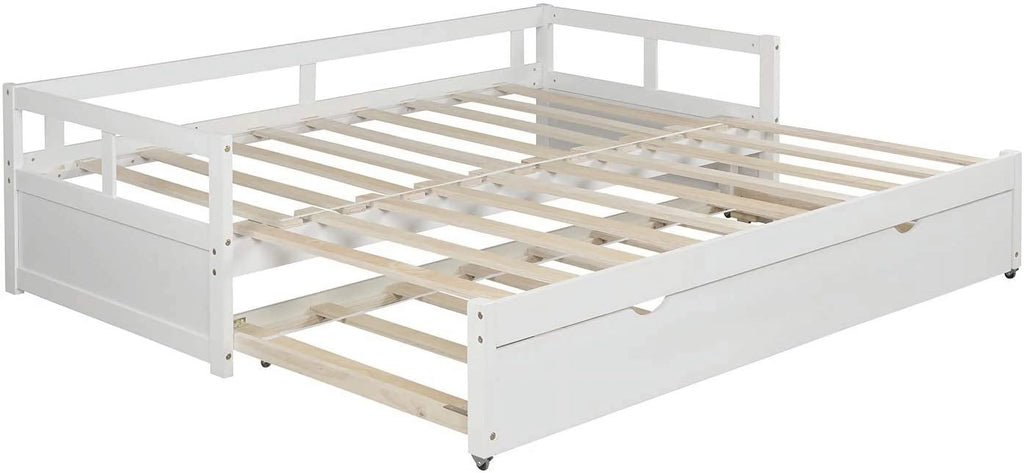 White Wood Daybed with Pull Out Trundle X738912