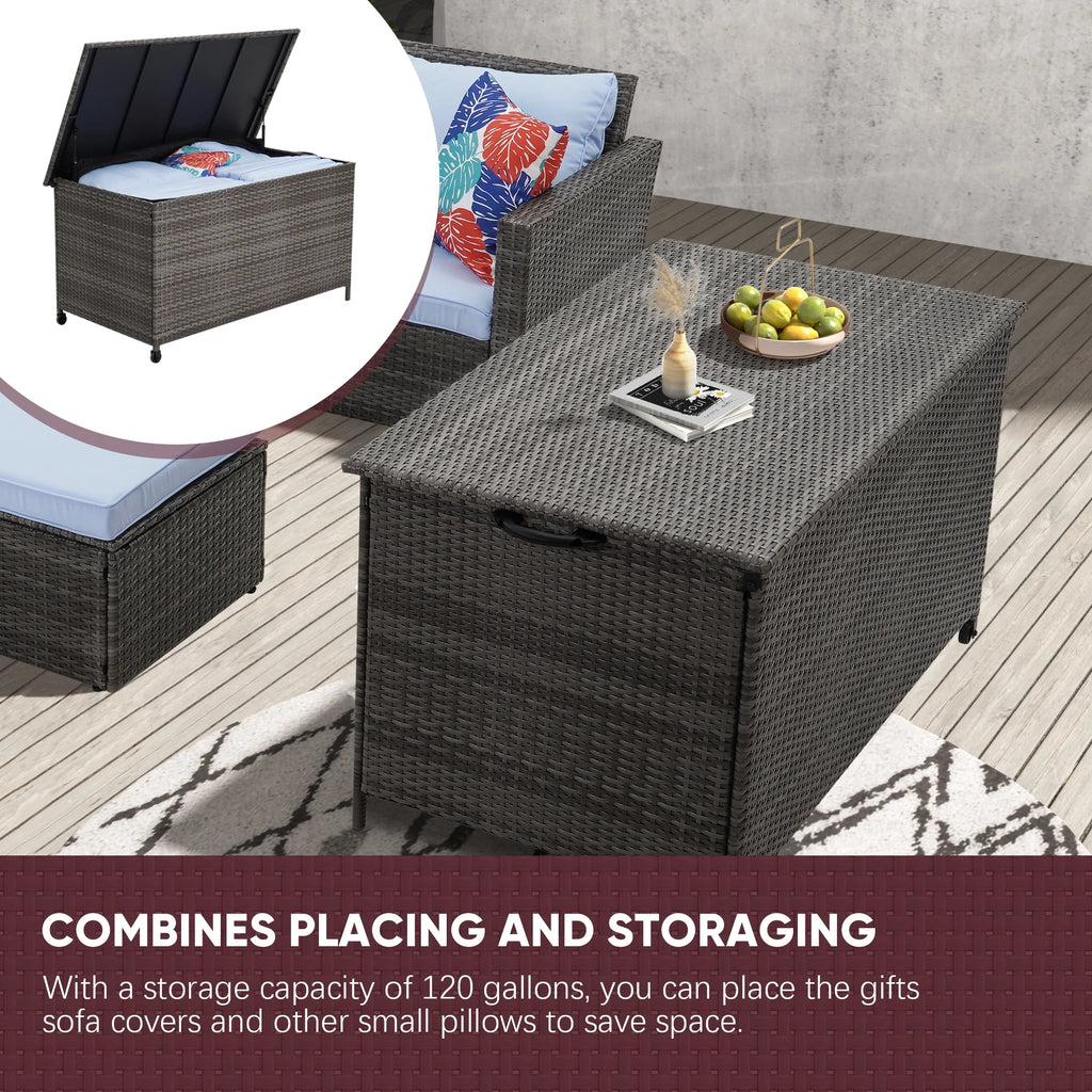 7 Pieces Wicker Rattan Sectional Conversation Set R714539