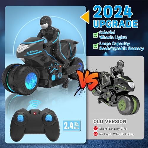 Remote Control Motorcycle with RGB Wheels Lights E628099