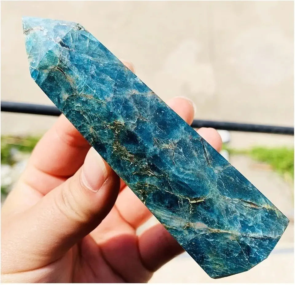 Natural Blue Apatite Crystal Obelisk Wand 8-9cm X8458