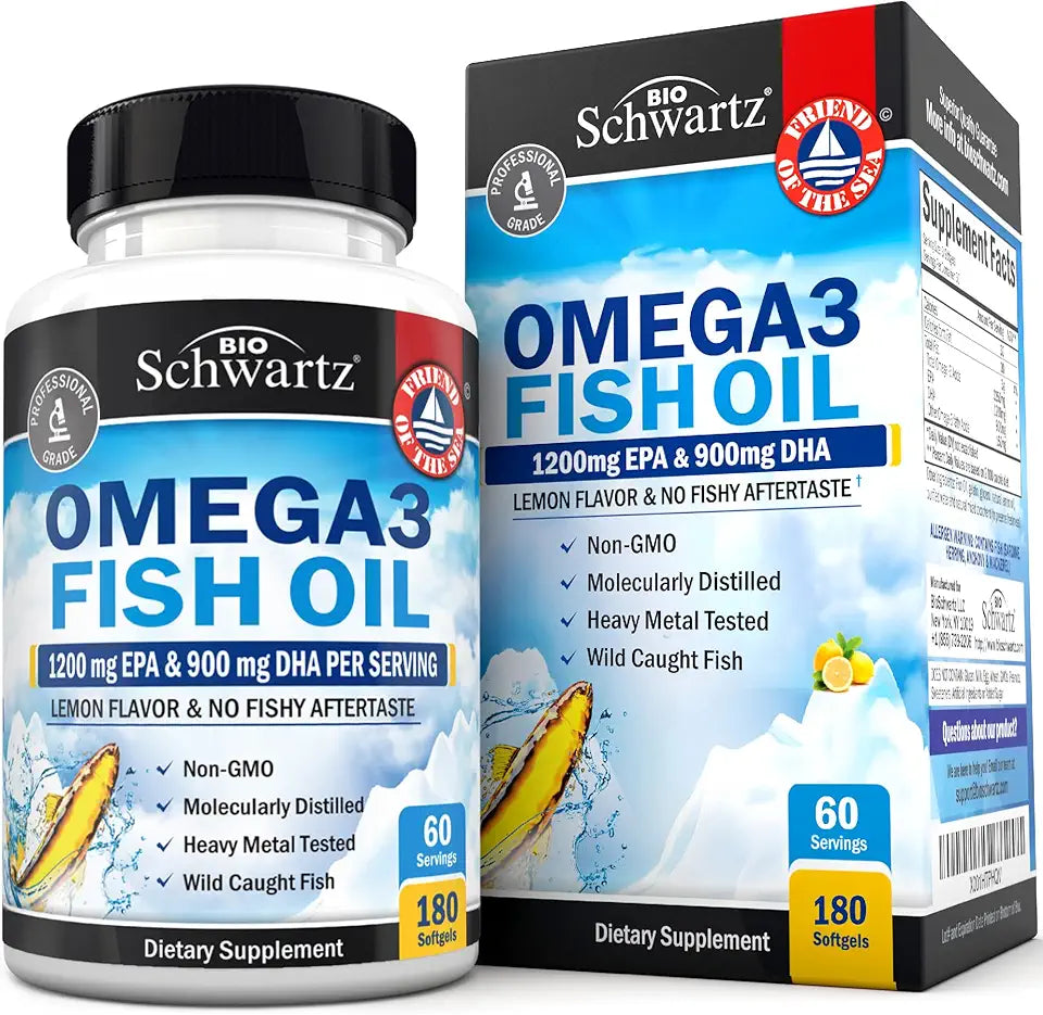 Wild Caught 2250mg Omega 3 Fish Oil Softgels L959